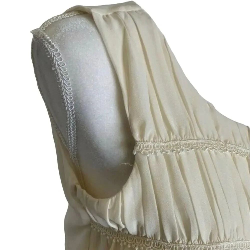 Doe & Rae plaited sheath mini Dress sleeveless cream sz small party